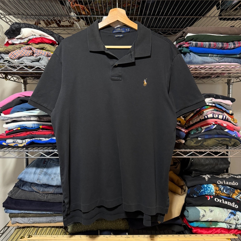 Polo Ralph Lauren Polo Shirt Mens XL Black Pima Soft Touch Short Sleeve Classic